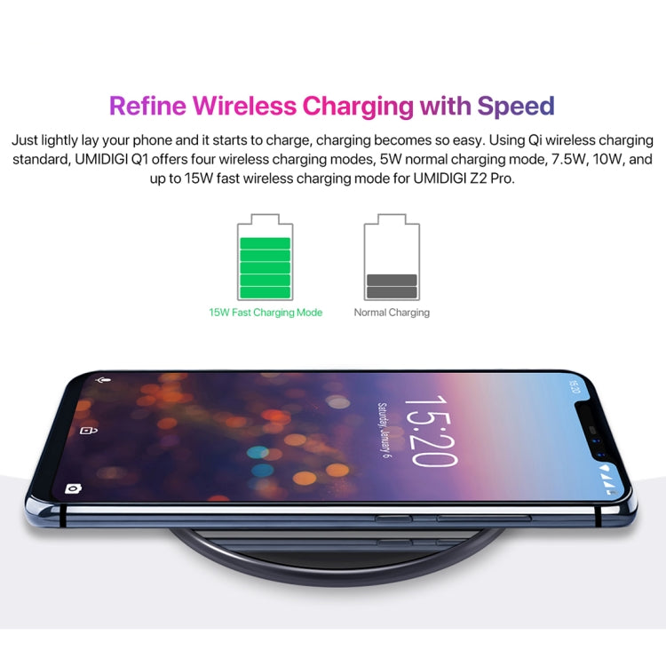 [HK Warehouse] UMIDIGI Q1 10W Fast Charging Qi Wireless Charger Pad with Data Cable, For iPhone, Galaxy, Huawei, Xiaomi, LG, HTC and Other Smart Phones