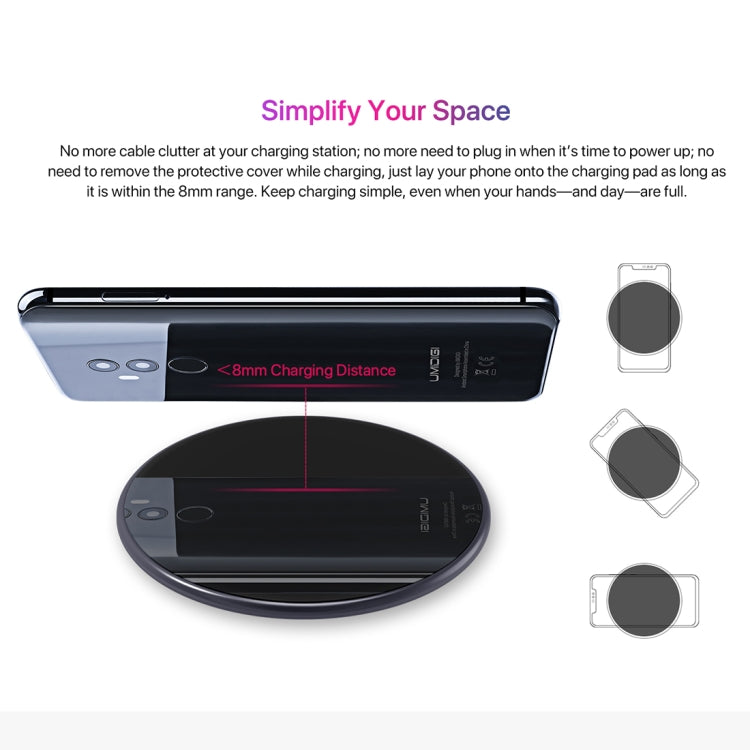 [HK Warehouse] UMIDIGI Q1 10W Fast Charging Qi Wireless Charger Pad with Data Cable, For iPhone, Galaxy, Huawei, Xiaomi, LG, HTC and Other Smart Phones