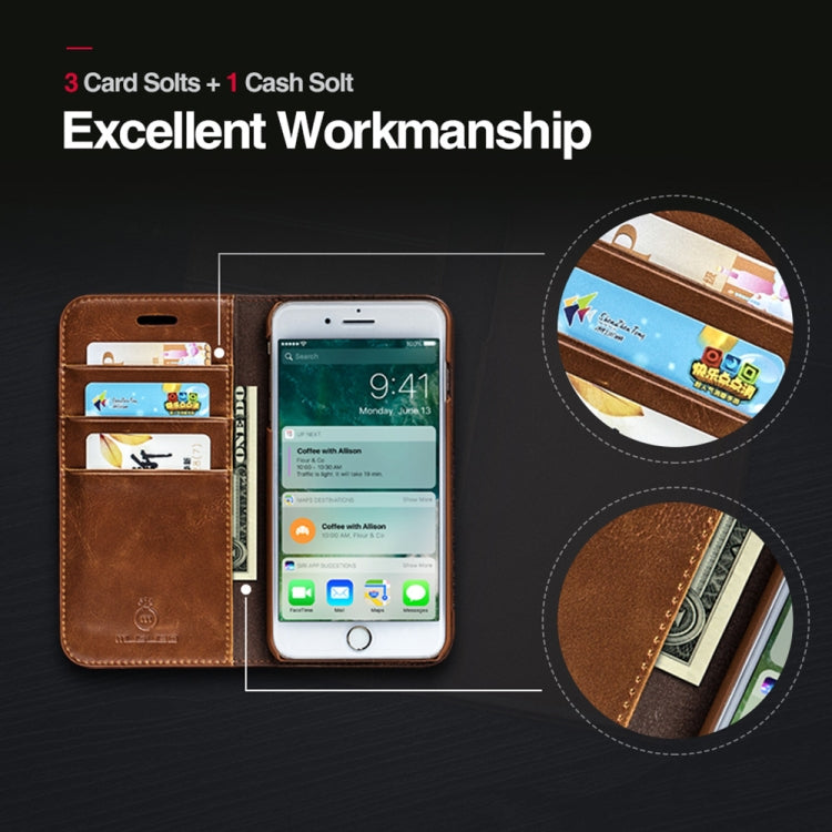 MUSUBO H3 Crazy Horse Texture Horizontal Flip PU Leather Case for iPhone 8 Plus / 7 Plus, with Holder & Card Slots & Wallet