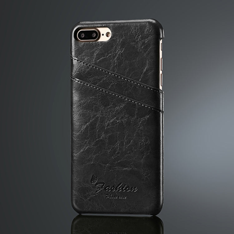 Fierre Shann Retro Oil Wax Texture PU Leather Case for iPhone 8 Plus & 7 Plus, with Card Slots