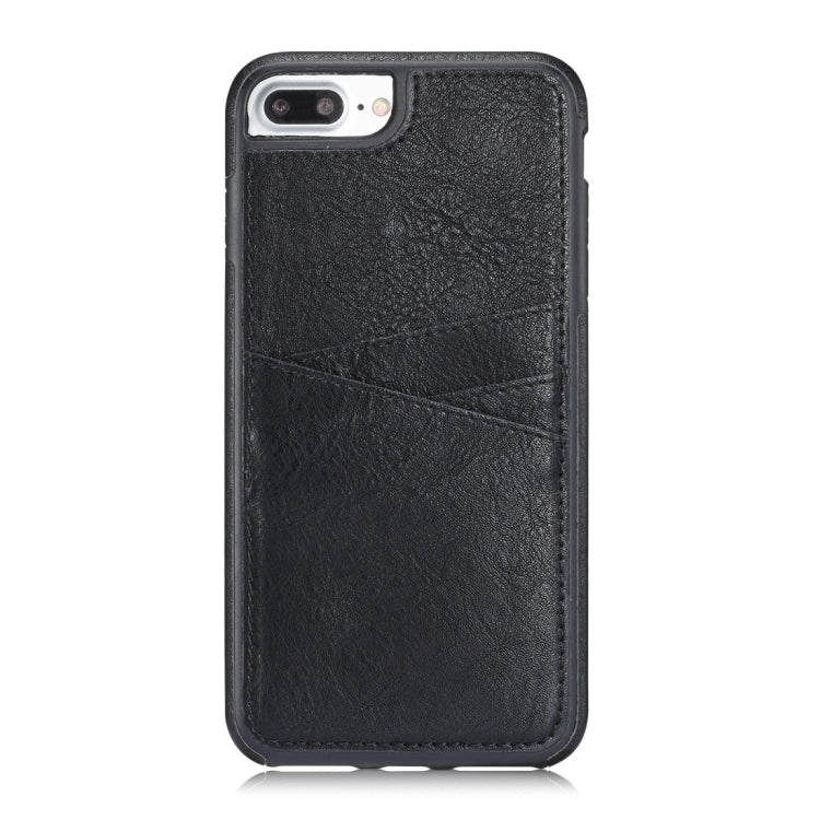 M109 for iPhone 8 Plus & 7 Plus Retro PU Leather Texture Shockproof Protective Back Cover Case with 3 Card Slots