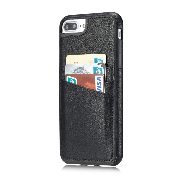 M109 for iPhone 8 Plus & 7 Plus Retro PU Leather Texture Shockproof Protective Back Cover Case with 3 Card Slots