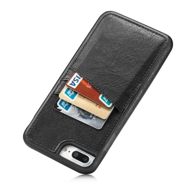 M109 for iPhone 8 Plus & 7 Plus Retro PU Leather Texture Shockproof Protective Back Cover Case with 3 Card Slots