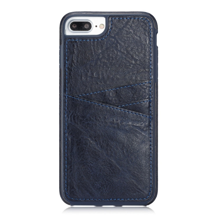 M109 for iPhone 8 Plus & 7 Plus Retro PU Leather Texture Shockproof Protective Back Cover Case with 3 Card Slots