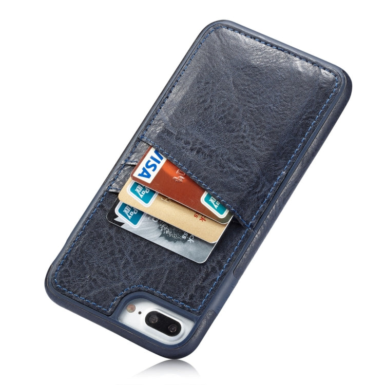 M109 for iPhone 8 Plus & 7 Plus Retro PU Leather Texture Shockproof Protective Back Cover Case with 3 Card Slots
