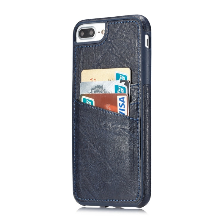 M109 for iPhone 8 Plus & 7 Plus Retro PU Leather Texture Shockproof Protective Back Cover Case with 3 Card Slots