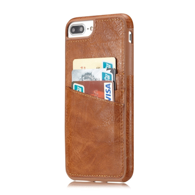 M109 for iPhone 8 Plus & 7 Plus Retro PU Leather Texture Shockproof Protective Back Cover Case with 3 Card Slots