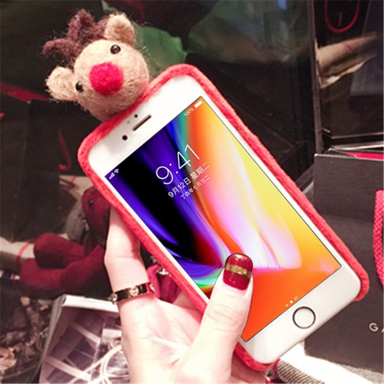 For iPhone 8 Plus & 7 Plus Christmas Elk Doll Plush Protective Back Cover Case