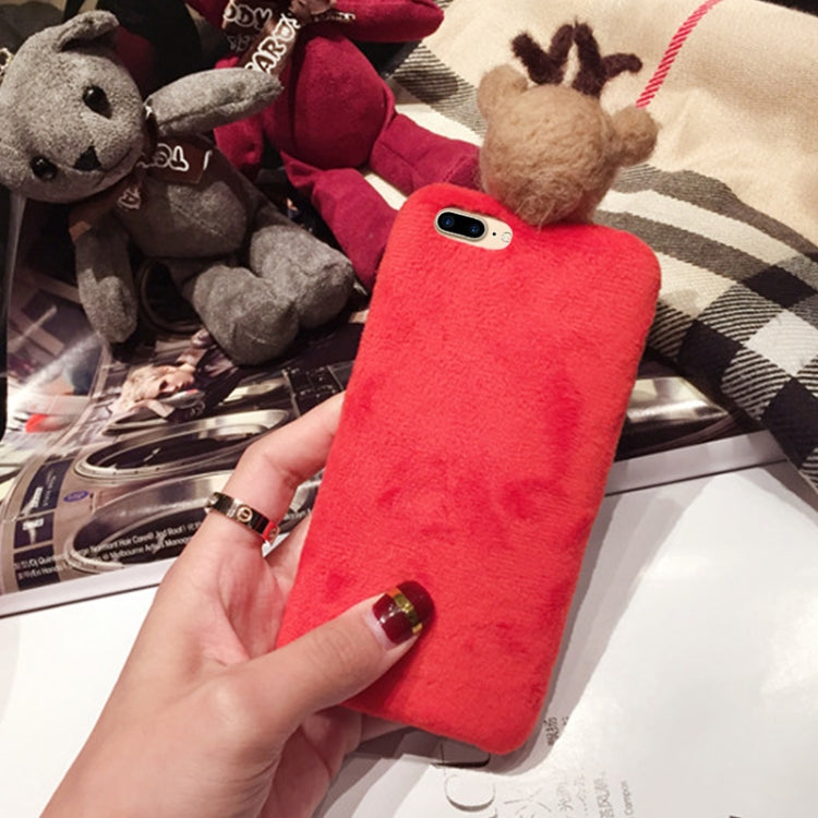 For iPhone 8 Plus & 7 Plus Christmas Elk Doll Plush Protective Back Cover Case