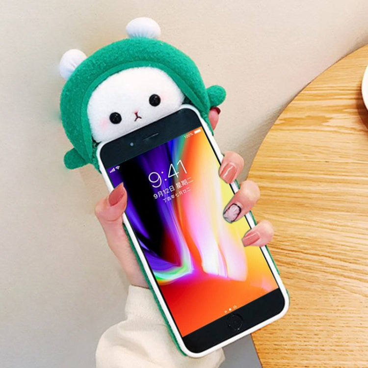 For iPhone 8 Plus & 7 Plus Plush Green Dinosaur Full Coverage Protective Back Cover Case (Green)