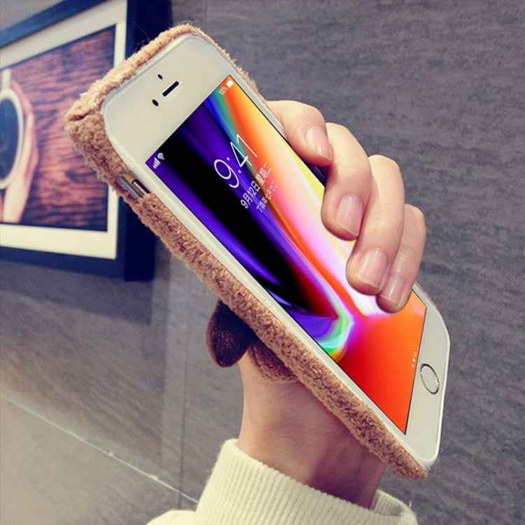 For iPhone 8 Plus & 7 Plus Christmas Series Plush Brown Elk Full Coverage Protective Back Cover Case