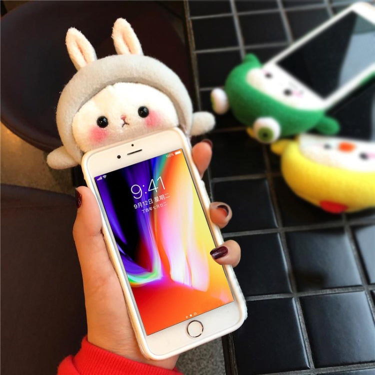 For iPhone 8 Plus & 7 Plus Plush Grey Rabbit Full Coverage Protective Back Cover Case (Grey)