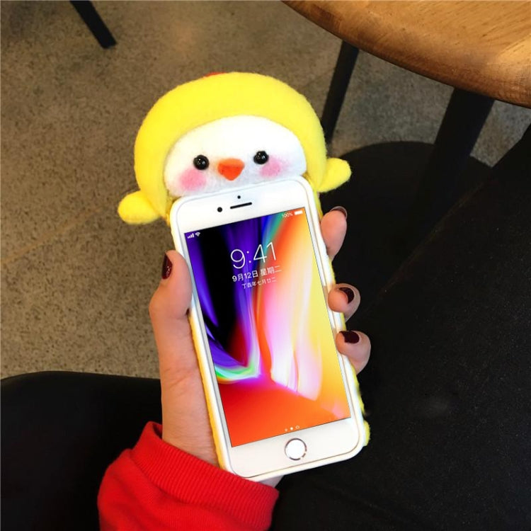 For iPhone 8 Plus & 7 Plus Plush Yellow Chicks Full Coverage Protective Back Cover Case (Yellow)