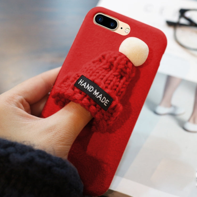 For iPhone 8 Plus & 7 Plus Christmas Series Handmade Christmas Hat Protective Back Cover Case