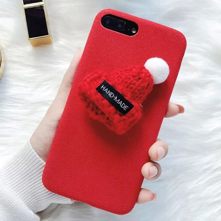 For iPhone 8 Plus & 7 Plus Christmas Series Handmade Christmas Hat Protective Back Cover Case