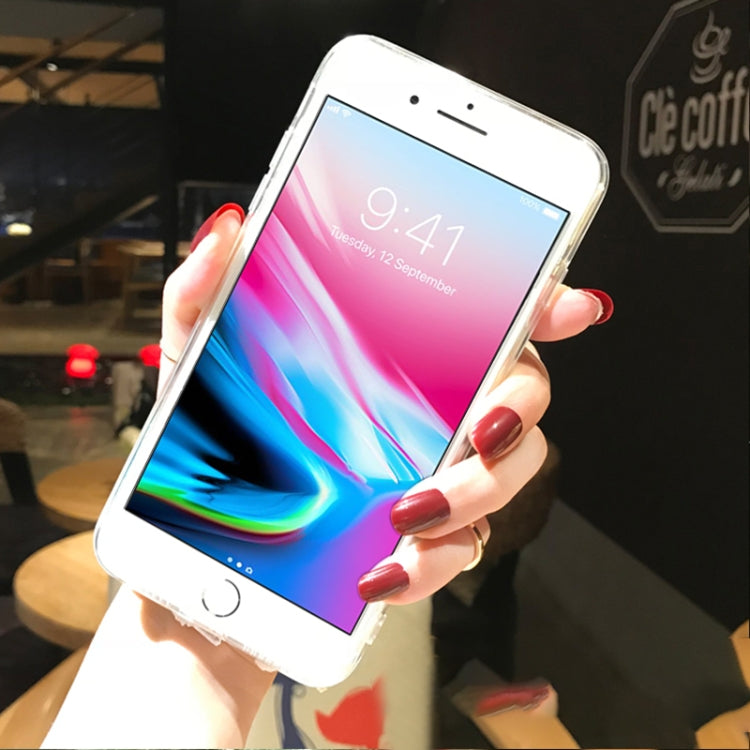 For iPhone 8 Plus & 7 Plus Lace Plush Flower Full Coverage Drop-proof Protective Back Cover Case (White)