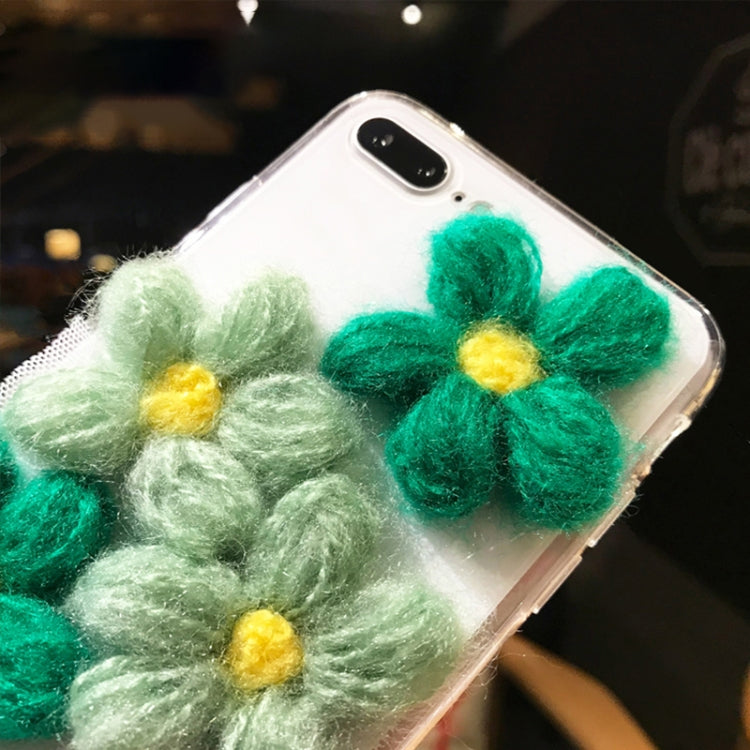 For iPhone 8 Plus & 7 Plus Lace Plush Flower Full Coverage Drop-proof Protective Back Cover Case (White)