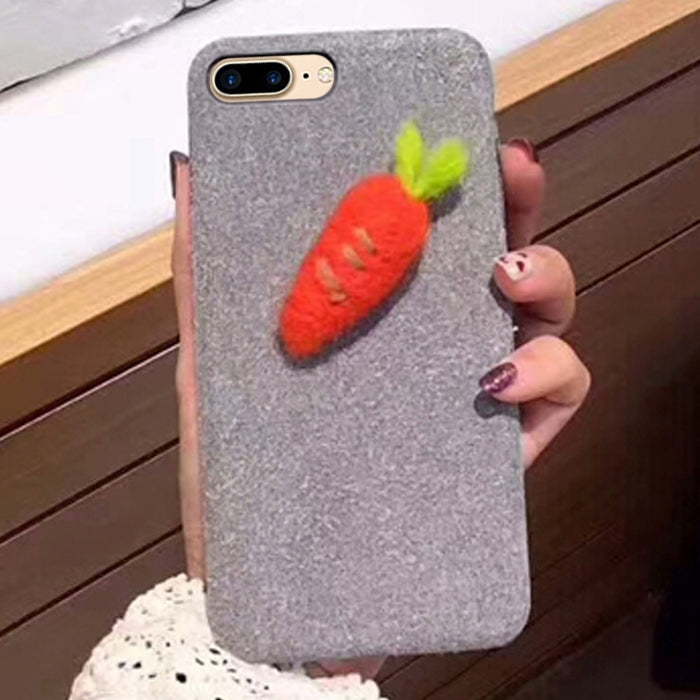 For iPhone 8 Plus & 7 Plus Carrot Pattern Microfiber Protective Back Cover Case(Grey)