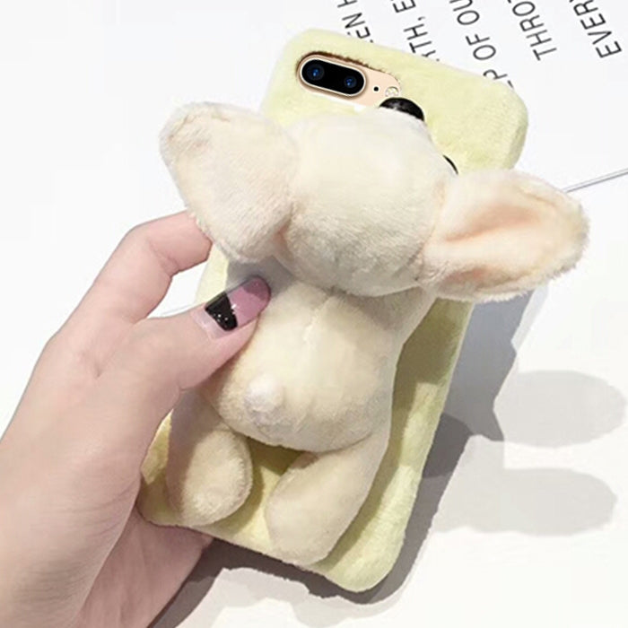 For iPhone 8 Plus & 7 Plus Cute Plush Animal Dolls Protective Back Cover Case (Yellow)