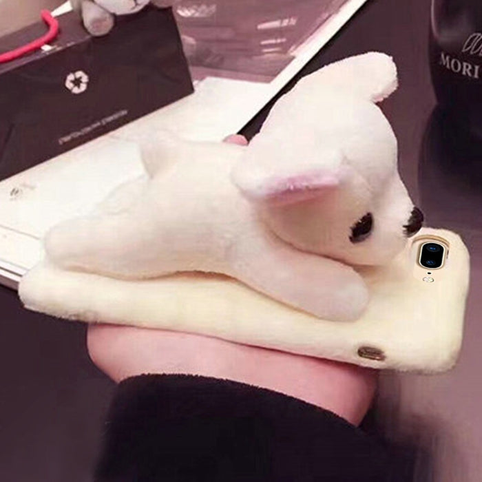 For iPhone 8 Plus & 7 Plus Cute Plush Animal Dolls Protective Back Cover Case (Yellow)