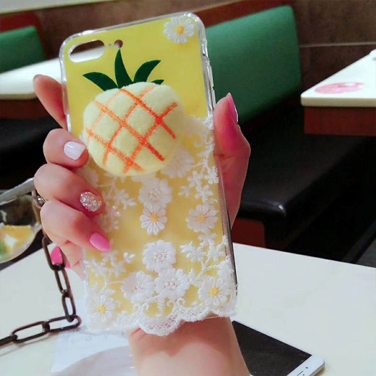 For iPhone 8 Plus & 7 Plus Lace Pineapple Pattern Drop-proof Protective Back Cover Case