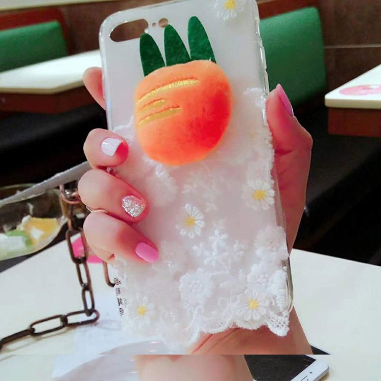 For iPhone 8 Plus & 7 Plus Lace Carrot Pattern Drop-proof Protective Back Cover Case
