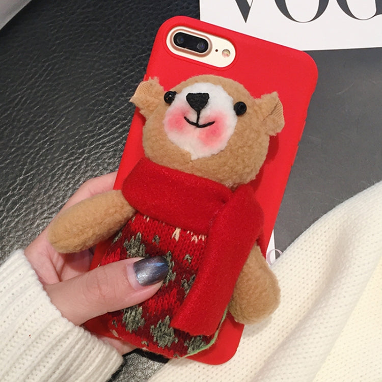 For iPhone 8 Plus & 7 Plus Christmas Series 3D Bear Doll Silicone Protective Back Cover Case