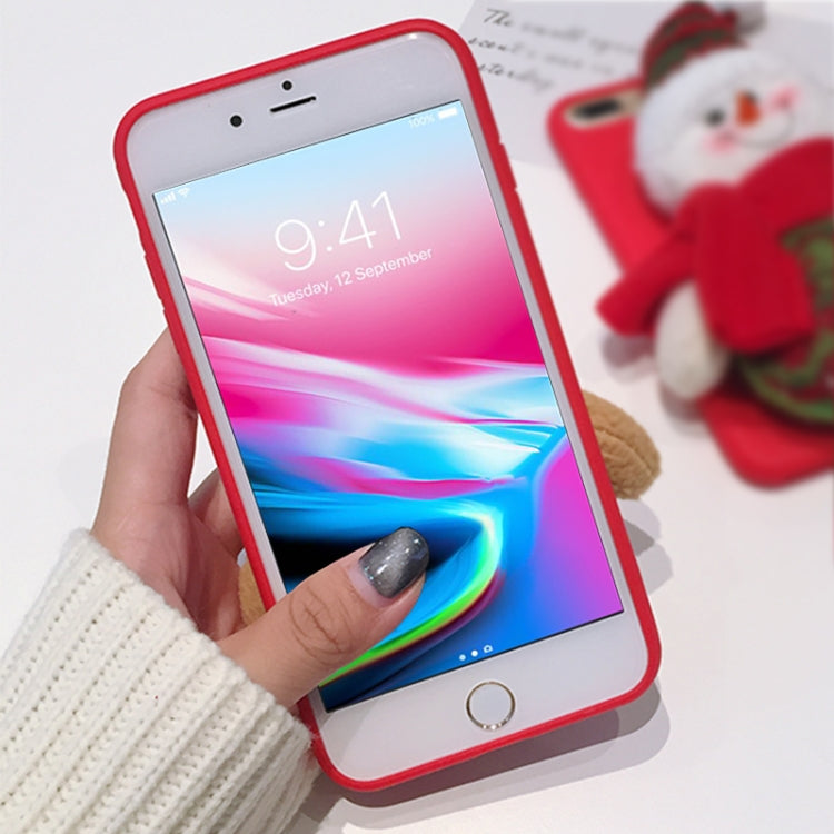 For iPhone 8 Plus & 7 Plus Christmas Series 3D Bear Doll Silicone Protective Back Cover Case