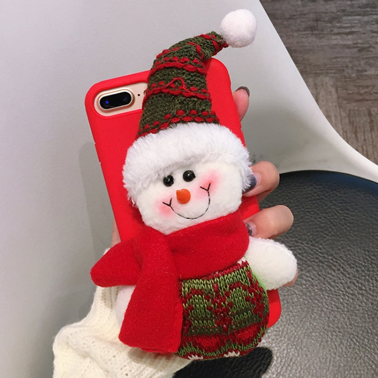 For iPhone 8 Plus & 7 Plus Christmas Series 3D Snowman Doll Silicone Protective Back Cover Case