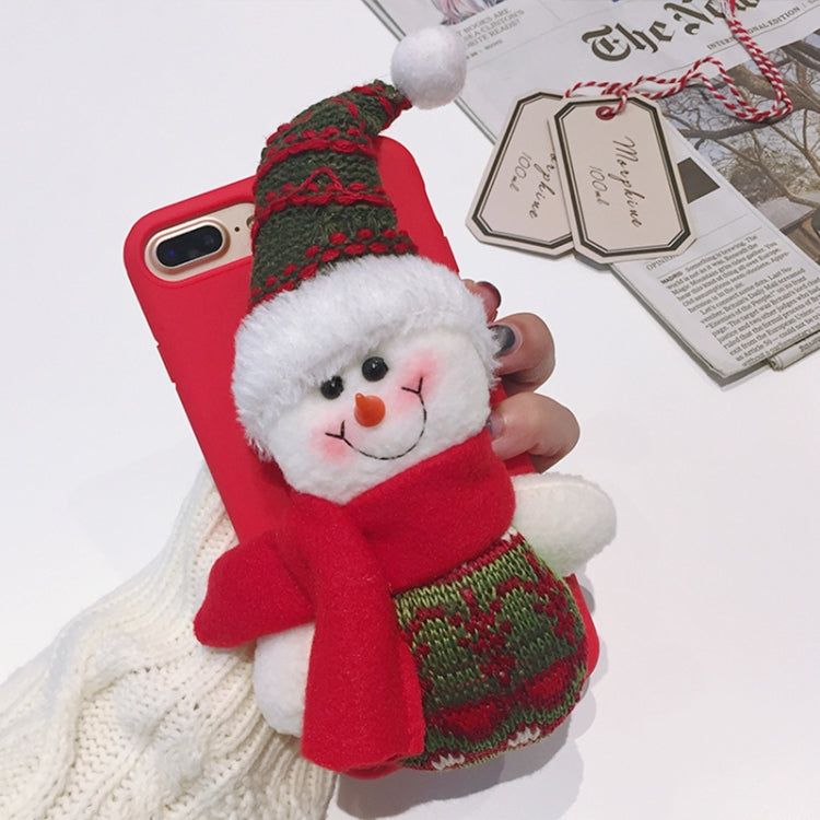 For iPhone 8 Plus & 7 Plus Christmas Series 3D Snowman Doll Silicone Protective Back Cover Case