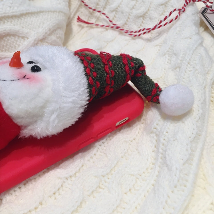 For iPhone 8 Plus & 7 Plus Christmas Series 3D Snowman Doll Silicone Protective Back Cover Case