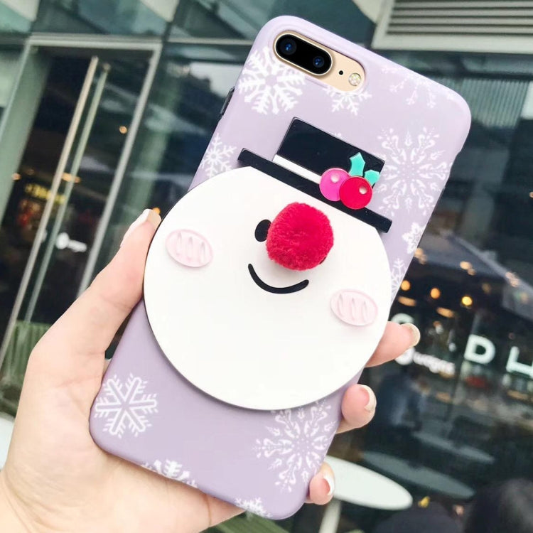 For iPhone 8 Plus & 7 Plus Christmas Series Snowman Pattern Protective Back Cover Case