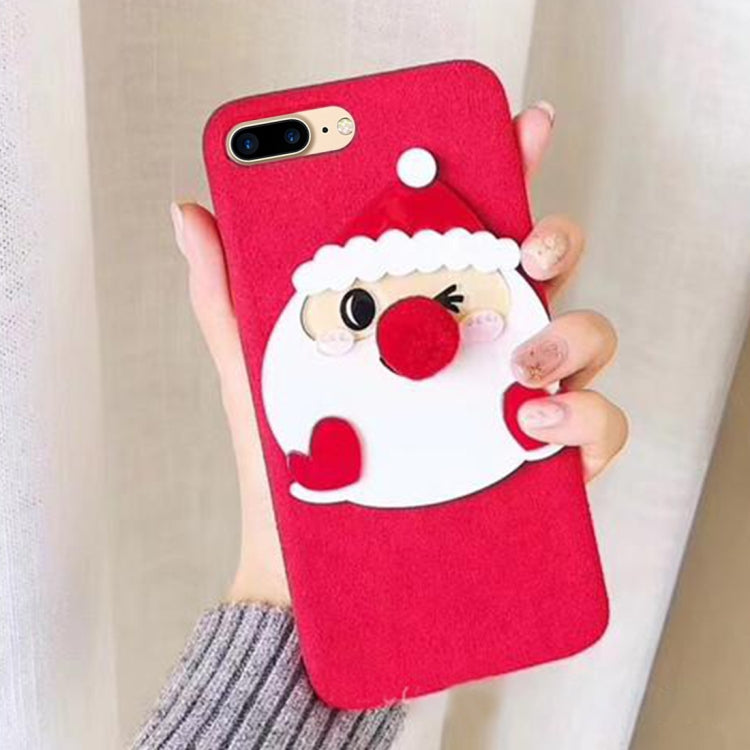 For iPhone 8 Plus & 7 Plus Christmas Series Santa Claus Furry Ball Nose Pattern Protective Back Cover Case