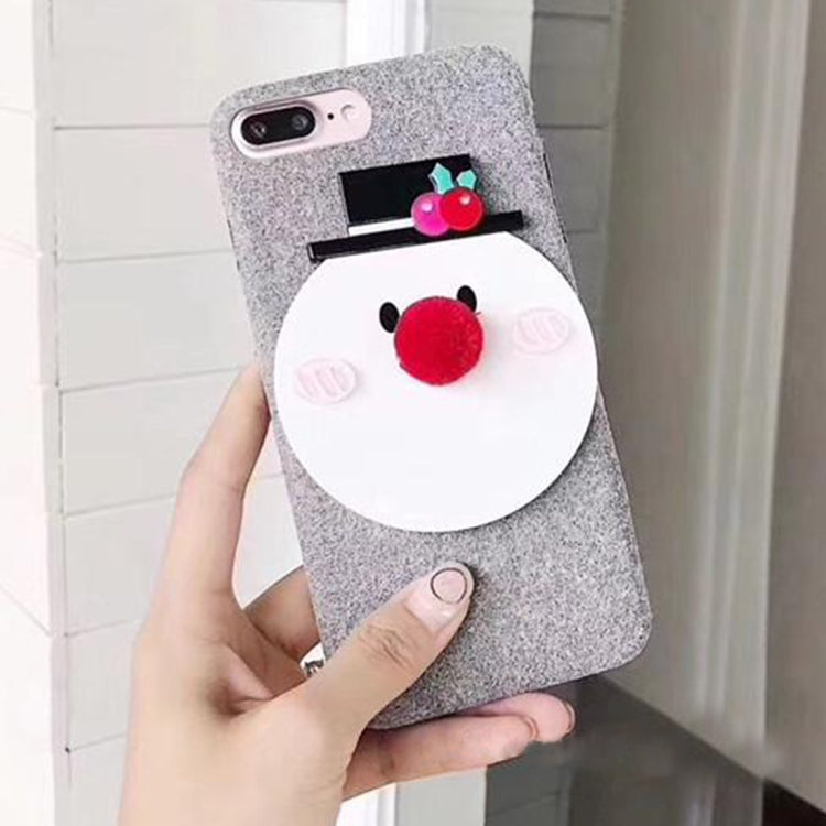 For iPhone 8 Plus & 7 Plus Christmas Series Snowman Furry Ball Nose Pattern Protective Back Cover Case