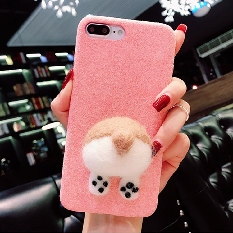 For iPhone 8 Plus & 7 Plus Creative 3D Cat Buttock Pattern Super Fiber Protective Back Cover Case