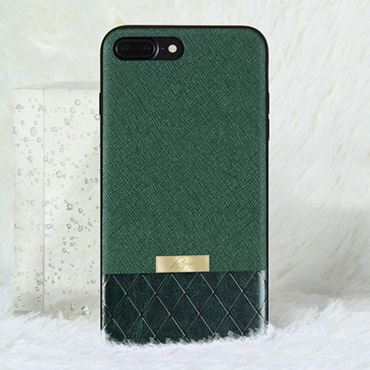 DZGOGO LAVA Series for iPhone 8 Plus Cross Texture Shockproof Protective Back Cover Case (Green)