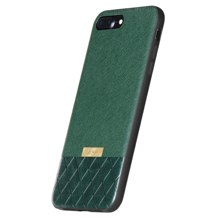 DZGOGO LAVA Series for iPhone 8 Plus Cross Texture Shockproof Protective Back Cover Case (Green)