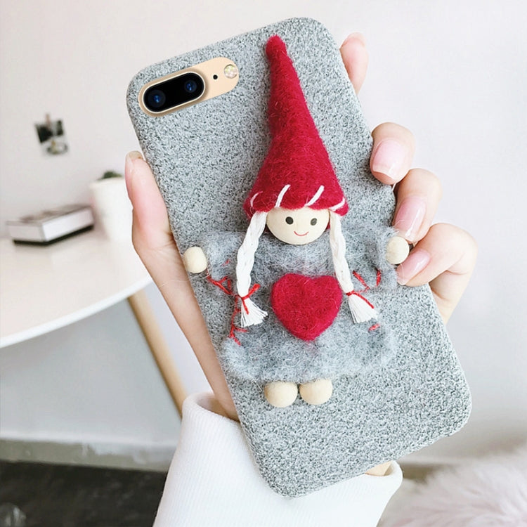 For iPhone 8 Plus & 7 Plus Christmas Handmade Felt Cute Girl Protective Back Cover Case