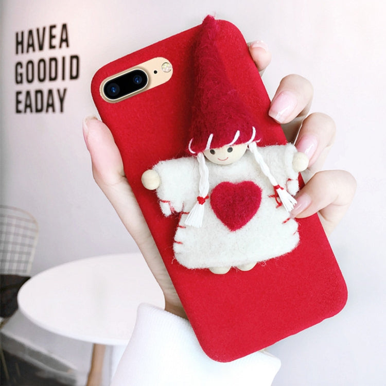 For iPhone 8 Plus & 7 Plus Christmas Handmade Felt Cute Girl Protective Back Cover Case