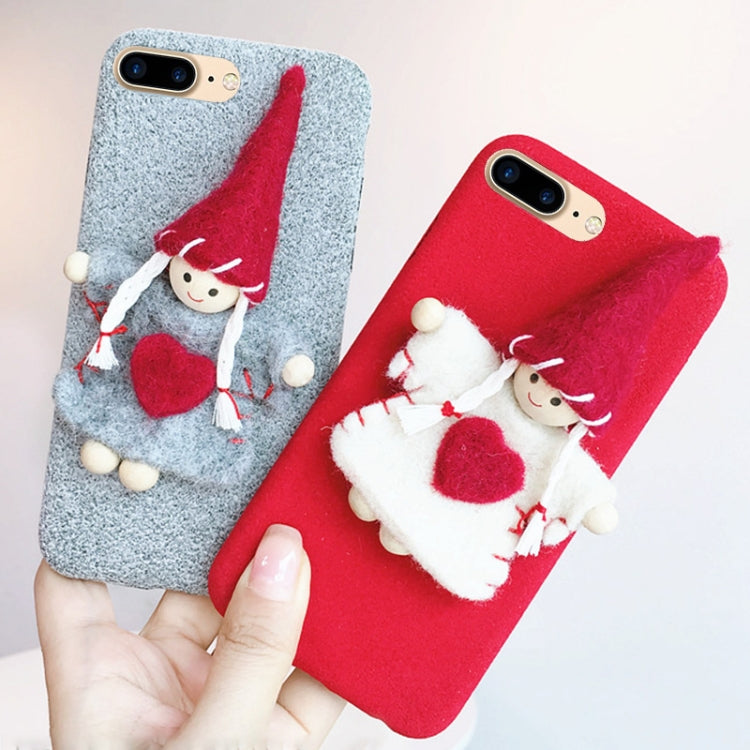 For iPhone 8 Plus & 7 Plus Christmas Handmade Felt Cute Girl Protective Back Cover Case