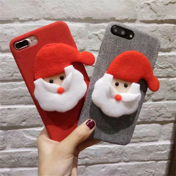 For iPhone 8 Plus & 7 Plus Christmas Series Lovely Plush Santa Claus Protective Back Cover Case