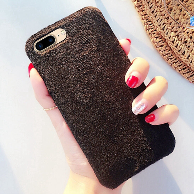 For iPhone 8 Plus & 7 Plus Lovely Warm Plush Solid Color Protective Back Cover Hard Case