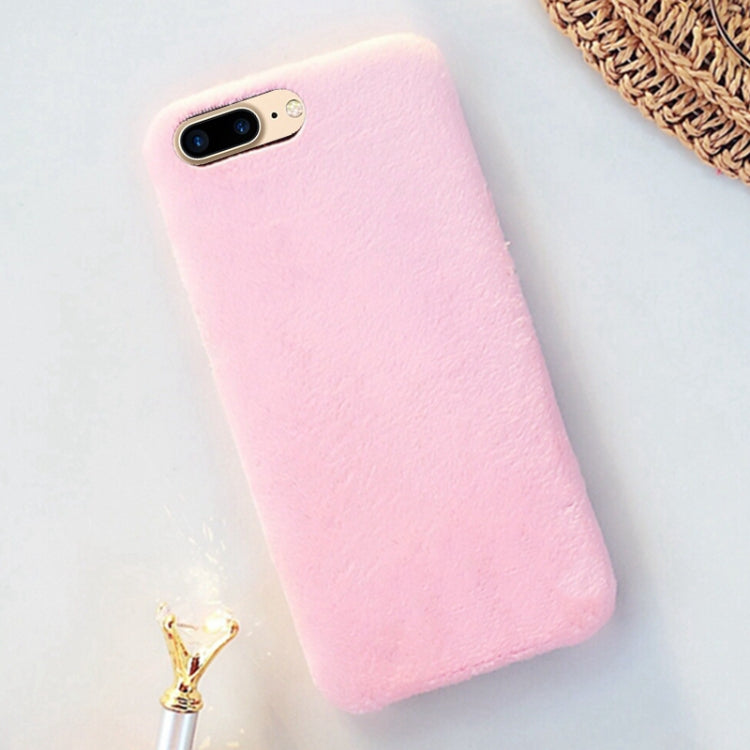 For iPhone 8 Plus & 7 Plus Lovely Warm Plush Solid Color Protective Back Cover Hard Case