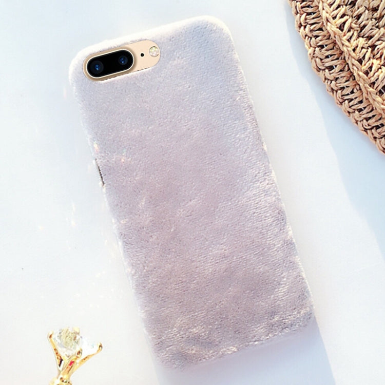 For iPhone 8 Plus & 7 Plus Lovely Warm Plush Solid Color Protective Back Cover Hard Case
