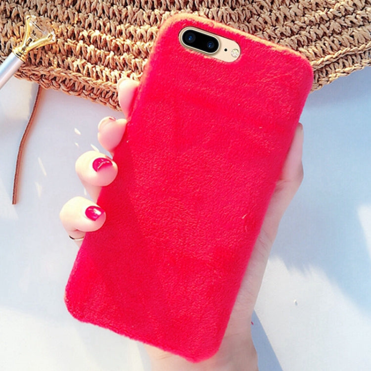 For iPhone 8 Plus & 7 Plus Lovely Warm Plush Solid Color Protective Back Cover Hard Case