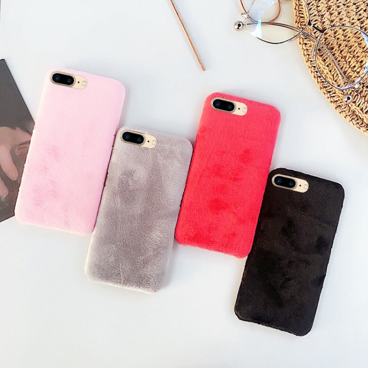 For iPhone 8 Plus & 7 Plus Lovely Warm Plush Solid Color Protective Back Cover Hard Case