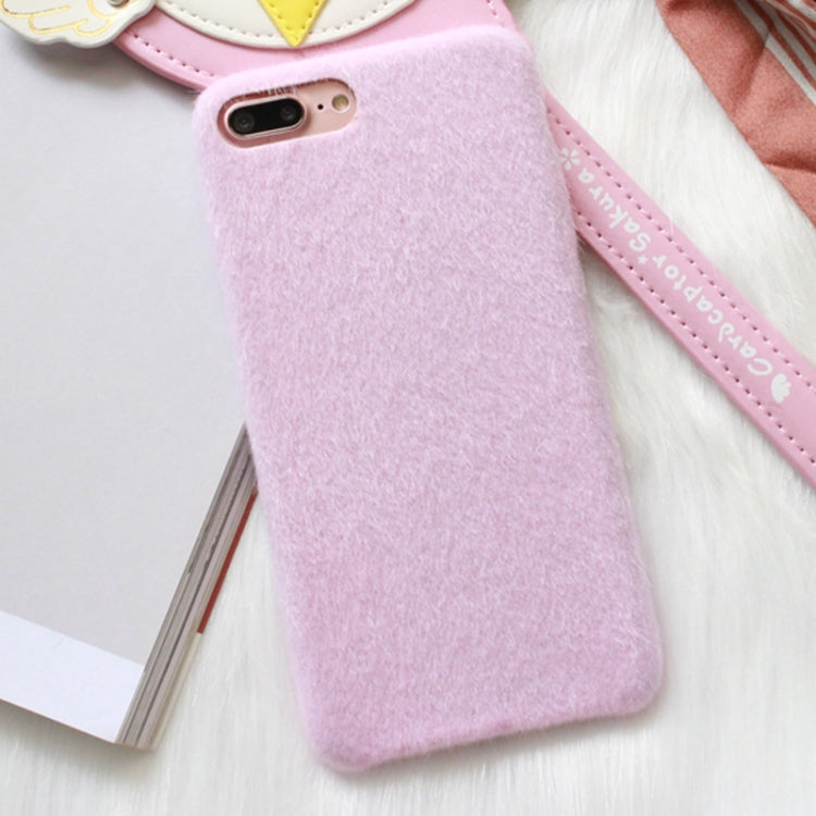 For iPhone 8 Plus & 7 Plus Fashion Luxury Imitation Fur Plush Solid Color Protective Back Cover Case