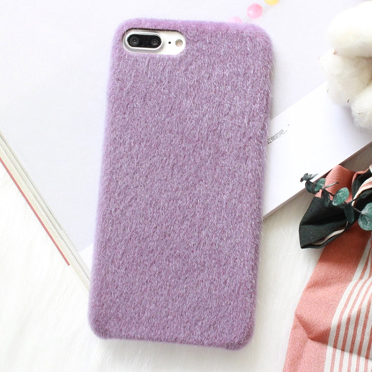 For iPhone 8 Plus & 7 Plus Fashion Luxury Imitation Fur Plush Solid Color Protective Back Cover Case