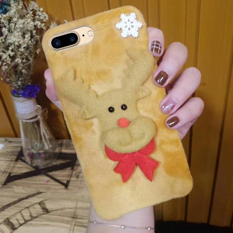 For iPhone 8 Plus & 7 Plus Cute 3D Christmas Snowman Pattern Flannel Protective Back Cover Case