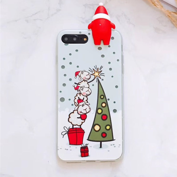 For iPhone 8 Plus & 7 Plus Cute 3D Santa Claus Christmas Tree Pattern Protective Back Cover Case